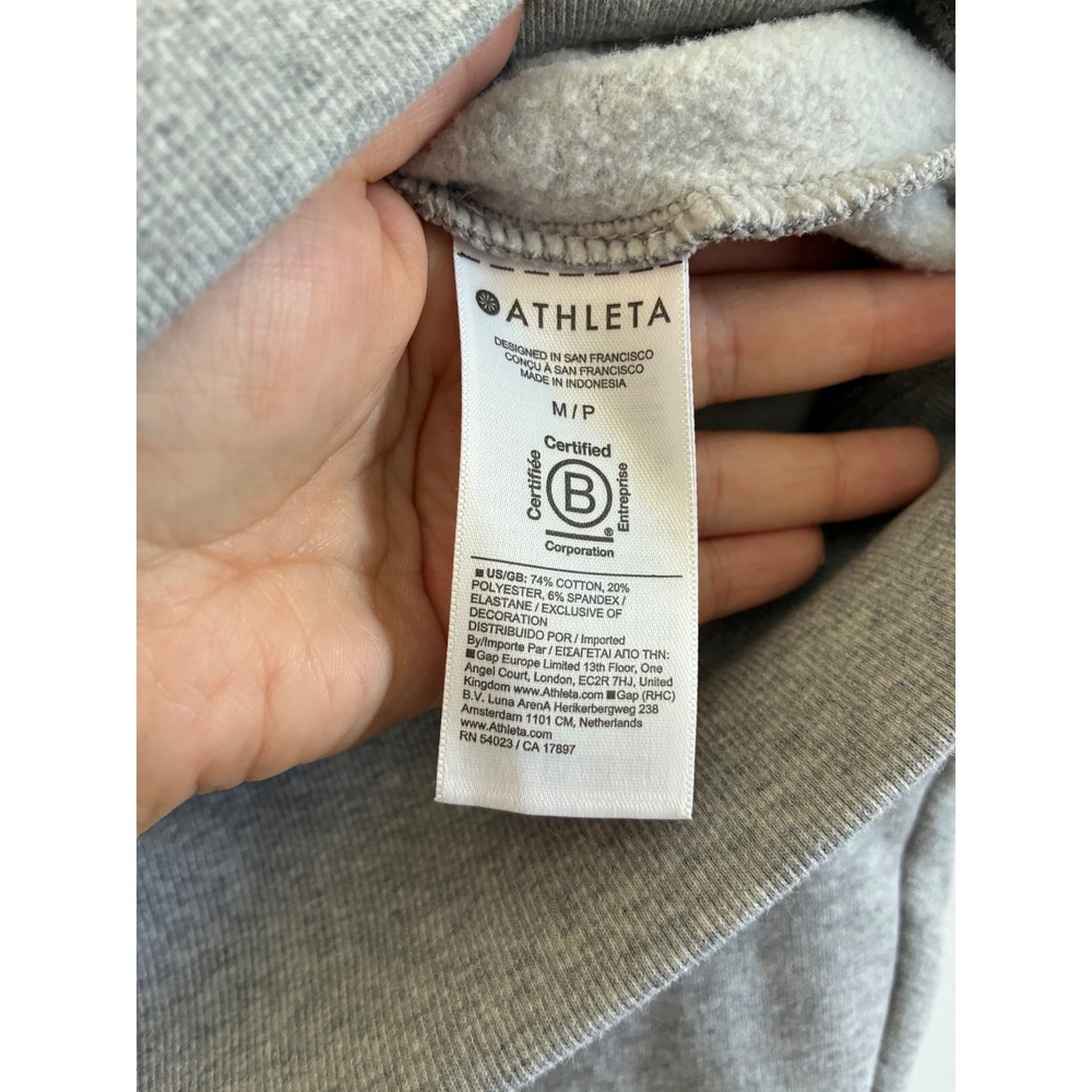 Athleta Coaster Luxe Sweatshirt Womens Medium‎ Grey Crew Neck Fleece Pullover M - Picture 4 of 5